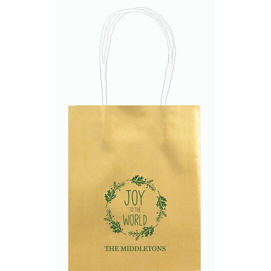 Joy to the World Wreath Mini Twisted Handled Bags